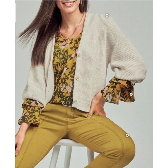 Cabi Spring Scene Yellow Floral Bell Sleeve Sheer Blouse Top, Size Small - Picture 12 of 12